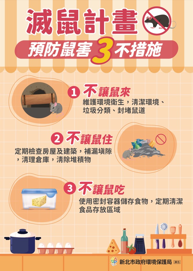 【宣導】老鼠防治「三不政策」，一同預防漢他病毒🧹 照片